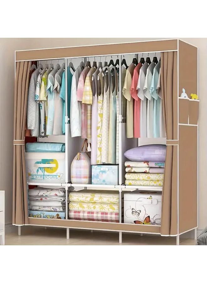 Medium Brown Portable Wardrobe Organizer 59 06 x 27 6 x 17 72 Inches Durable Metal Stand For Bedroom Closet Storage - Image 1
